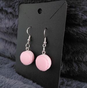 Handmade Pink Macaron Dangle Earrings